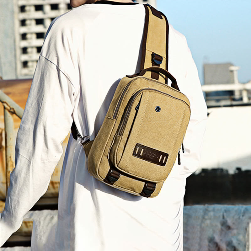 Men's Retro Sling Bag – Outdoor Casual Crossbody Chest Bag for Travel & Sport
