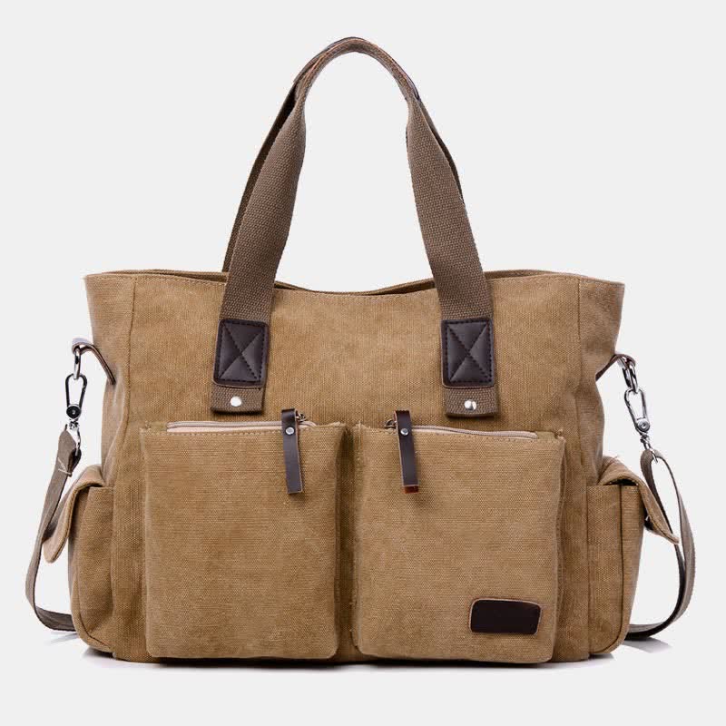 Casual Canvas Laptop Tote Bag for Men & Women – Work Handbag with Adjustable Strap