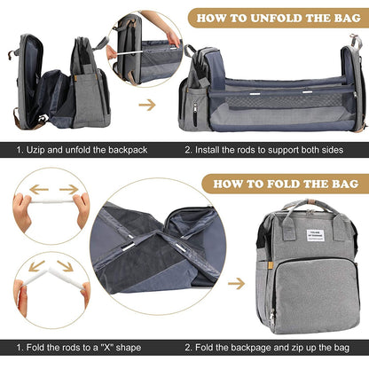 Diaper Bag Backpack with Changing Station – Waterproof Oxford, Multi-functional Design