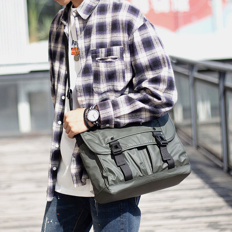 Vintage Waterproof Multi-Pocket Messenger Bag – Durable Nylon Crossbody Bag for Men