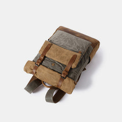 Canvas Leather Backpack Rucksack – Fits 15.6" Laptops | Perfect for College, Weekend Travel, and Daily Use