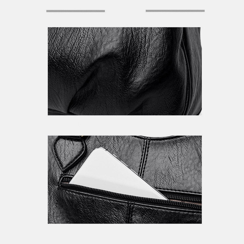 Women's Triple Compartment Satchel Leather Top-Handle Purse – Crossbody Handbag with Adjustable Strap