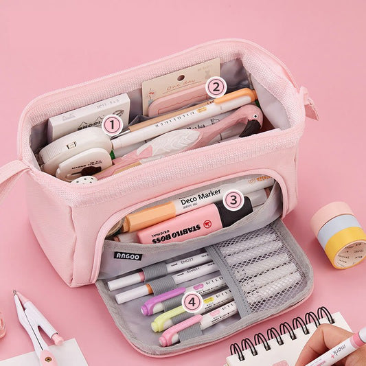 Multifunctional Double Layer Large Capacity Pencil Case for Study & Organization - VOTVO