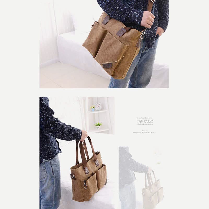 Unisex Canvas Shoulder Bag – Retro Casual Handbag & Work Tote - VOTVO