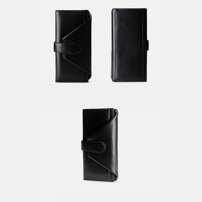Retro Multi-Slot Genuine Leather Long Purse – Stylish Wallet for Women