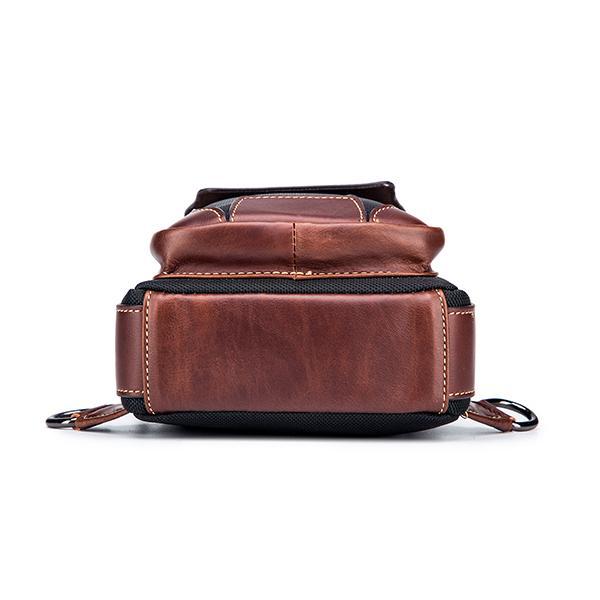 Genuine Leather Casual Sling Bag for Men - Fashionable Crossbody Shoulder Chest Bag