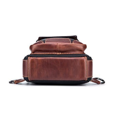 Genuine Leather Casual Sling Bag for Men - Fashionable Crossbody Shoulder Chest Bag
